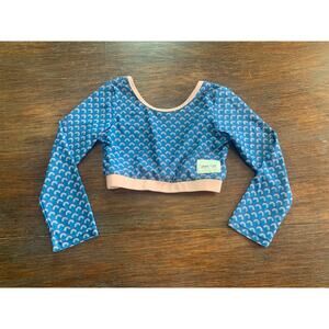Jane + Jo Kids Rash Guard Swim Top - Blue Rainbow - Size 7